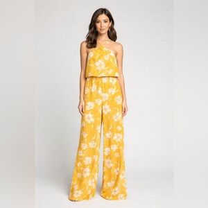 Show Me Your Mumu Jennifer Jumpsuit Large Mustard Yellow White Floral Wedding